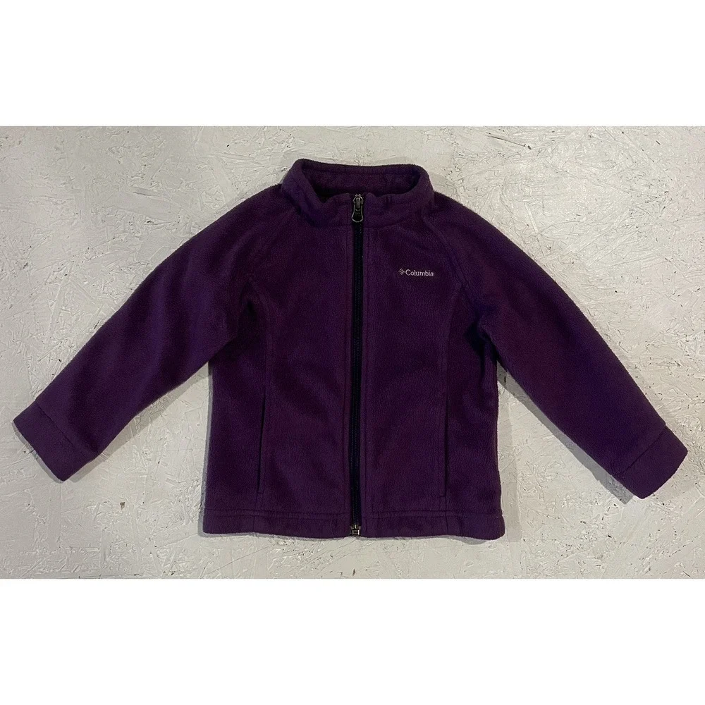 Columbia Girls' Purple Fleece‎ Jacket Size 3T Full Zip Youth Comfort